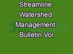Streamline Watershed Management Bulletin Vol