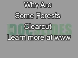 Why Are Some Forests Clearcut Learn more at www