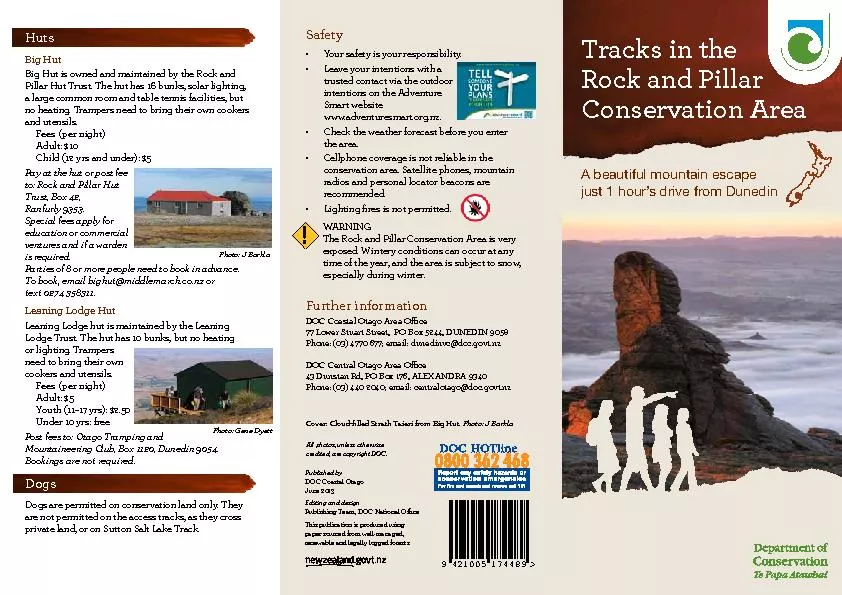 Published by DOC Coastal Otago June 2013Editing and designPublishing T