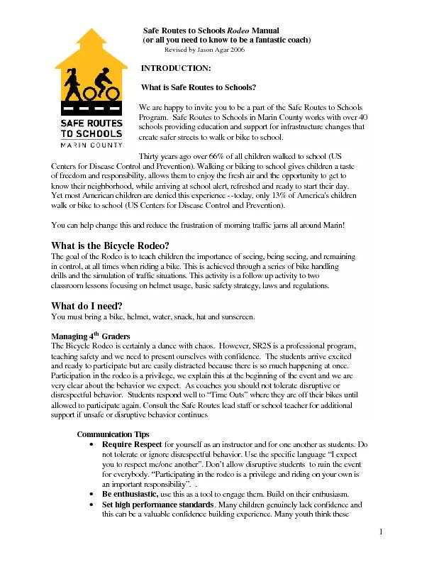 Safe Routes to Schools Rodeo Manual   (or all you need to know to be