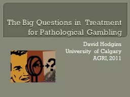 The Big Questions in  Treatment for Pathological Gambling