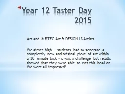 Year 12 Taster Day 2015