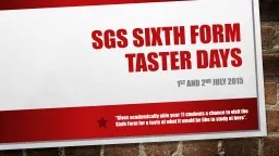 SGS Sixth form taster days