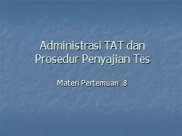 Administrasi TAT dan Prosedur Penyajian Tes