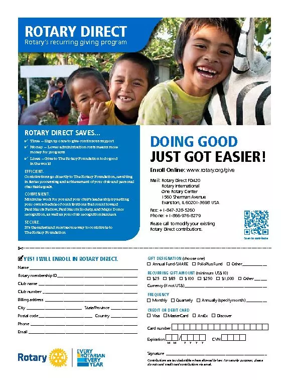 ROTARY DIRECTRotary’s recurring giving program