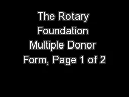 The Rotary Foundation Multiple Donor Form, Page 1 of 2