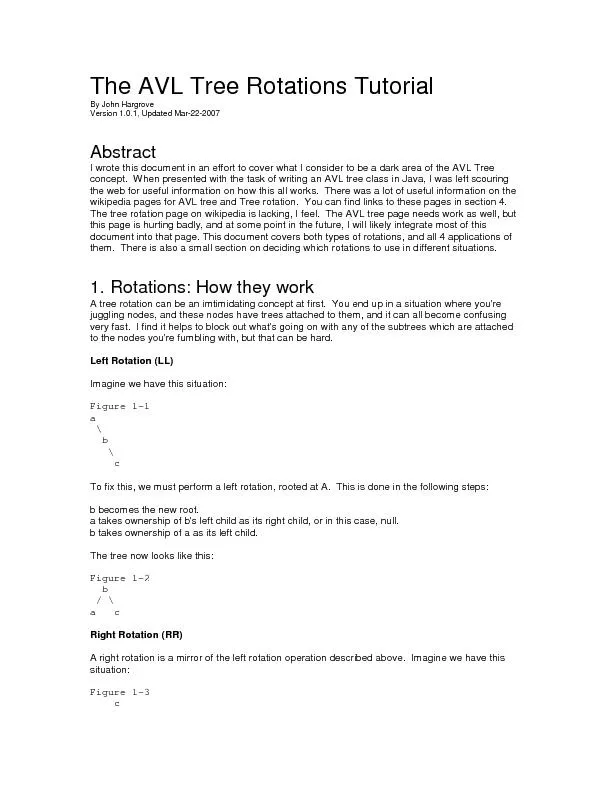 The AVL Tree Rotations TutorialBy John Hargrove Version 1.0.1, Updated