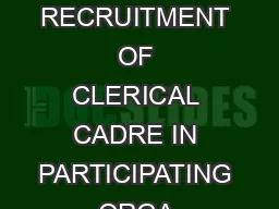 Institute of Banking Personnel Selection RECRUITMENT OF CLERICAL CADRE IN PARTICIPATING