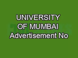 UNIVERSITY OF MUMBAI Advertisement No