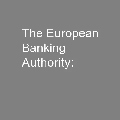 The European Banking Authority: