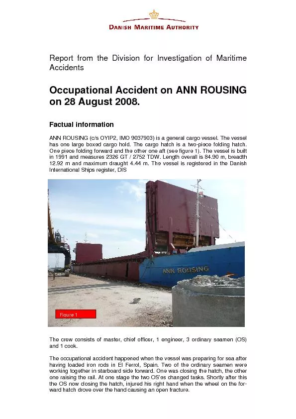 Report from the Division for Investigation of Maritime Accidents Occup