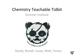 Chemistry Teachable Tidbit