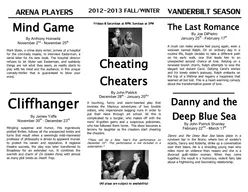 ARENA PLAYERS   FALL WINTER By Anthony Horowitz November  nd November  th Mark Styler