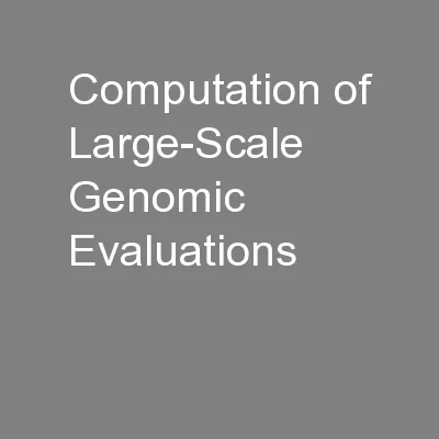 Computation of Large-Scale Genomic Evaluations