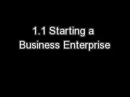 1.1 Starting a Business Enterprise