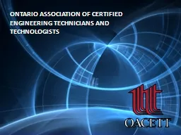 ONTARIO ASSOCIATION OF CERTIFIED ENGINEERING TECHNICIANS AN