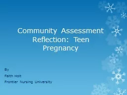 Community Assessment Reflection: Teen Pregnancy
