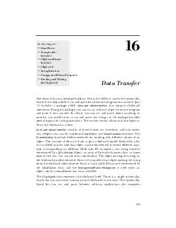 Data Transfer In this chapter  DataFlavor  Transferable Interface  ClipboardOwner Interface