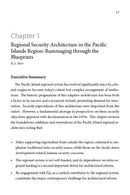 Chapter 1Regional Security Architecture in the Pacic Islands Region:
