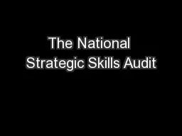 The National Strategic Skills Audit
