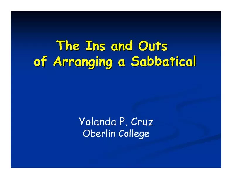 The Ins and Outs The Ins and Outs of Arranging a Sabbaticalof Arrangin