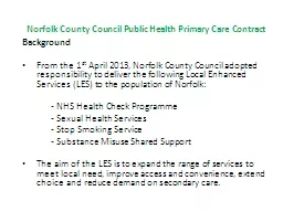 Norfolk County Council Public Health Primary Care Contract
