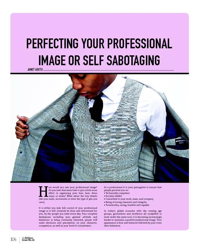 IMAGE OR SELF SABOTAGINGow would you rate your professional image? Do