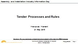 Tender Processes and Rules