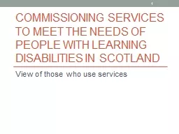 Commissioning Services to meet the Needs of People with lea