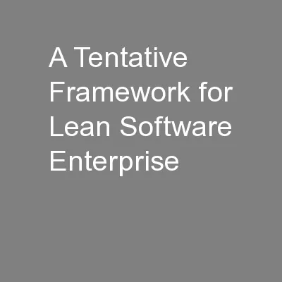A Tentative Framework for Lean Software Enterprise