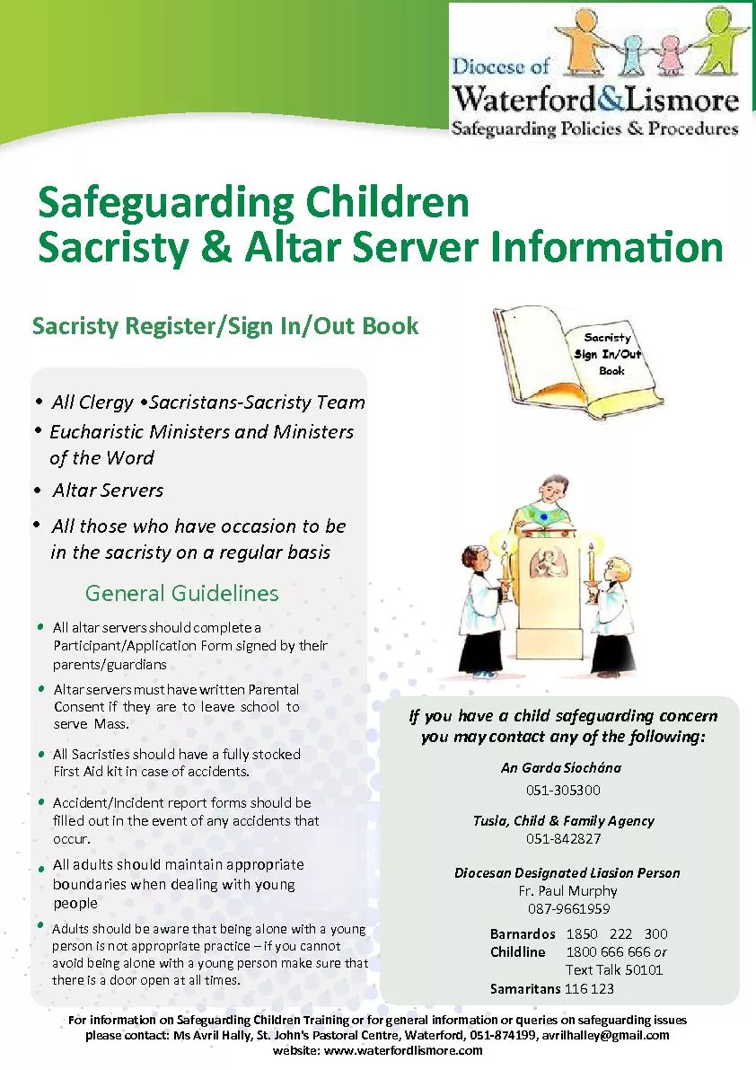 Safeguarding Children Sacristy & Altar Server Informa�on
..