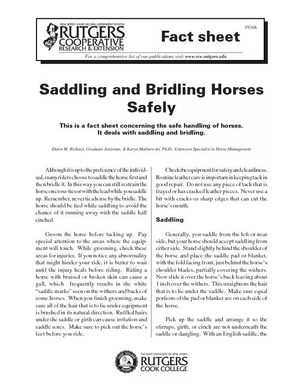 Saddling and Bridling HorsesSafely