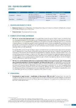 WTO Dispute Settlement OnePage Case Summaries  US  CLOVE CIGARETTES DS PARTIES AGREEMENT