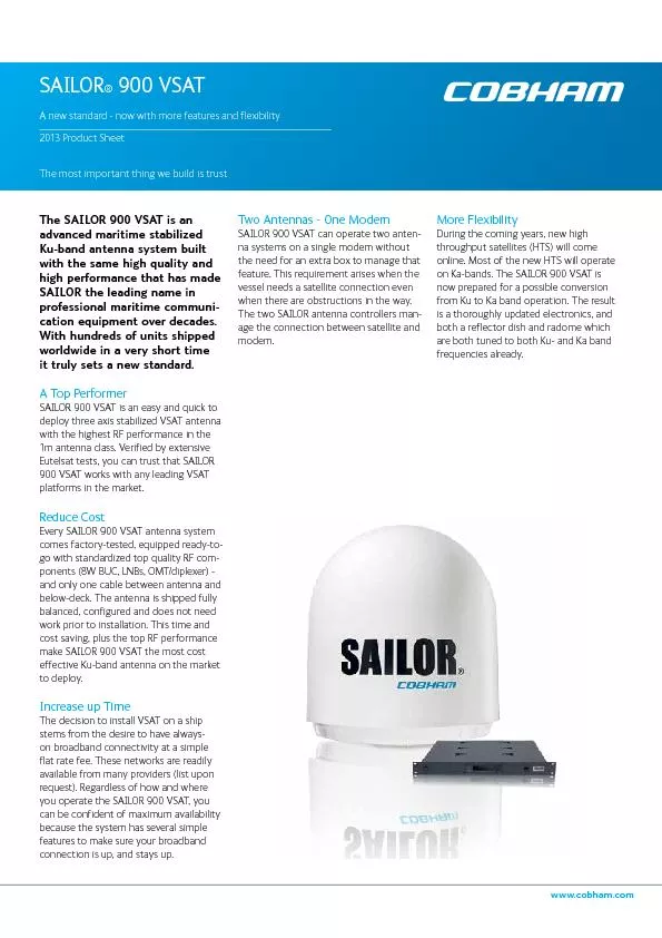 SAILOR 900 VSATA new standard - now with more features and flexibility