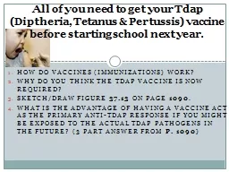 HOW DO VACCINES (Immunizations) WORK?