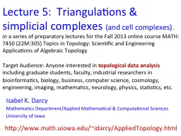 Lecture 5:  Triangulations & simplicial complexes