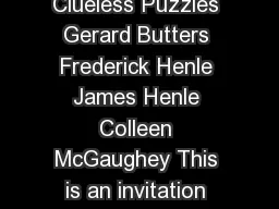 Creating Clueless Puzzles Gerard Butters Frederick Henle James Henle Colleen McGaughey
