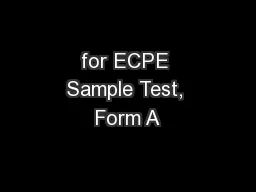for ECPE Sample Test, Form A