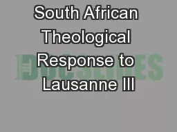 South African Theological Response to Lausanne III