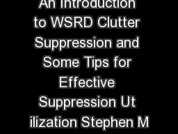An Introduction to WSRD Clutter Suppression and Some Tips for Effective Suppression Ut