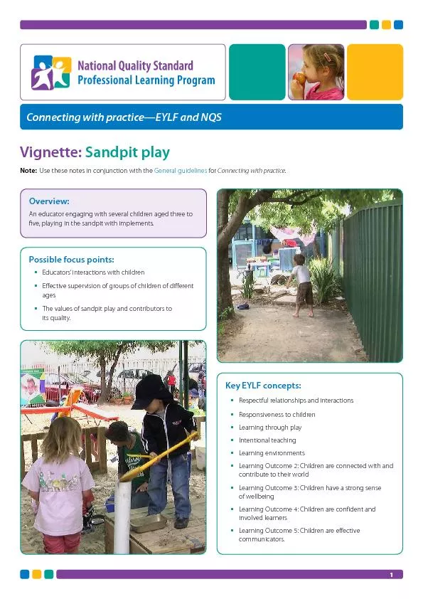 Connecting with practice—EYLF and NQSVignette: Sandpit play