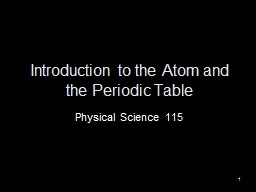Introduction to the Atom and the Periodic Table
