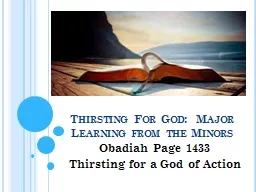 Thirsting For God:  Major Learning from the Minors