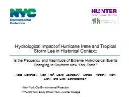 Hydrological Impact of Hurricane Irene and Tropical Storm L