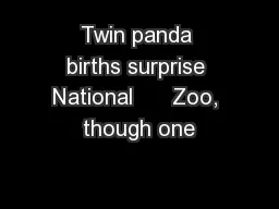 Twin panda births surprise National      Zoo, though one