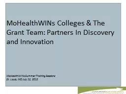 MoHealthWINs Colleges & The Grant Team: Partners In Dis
