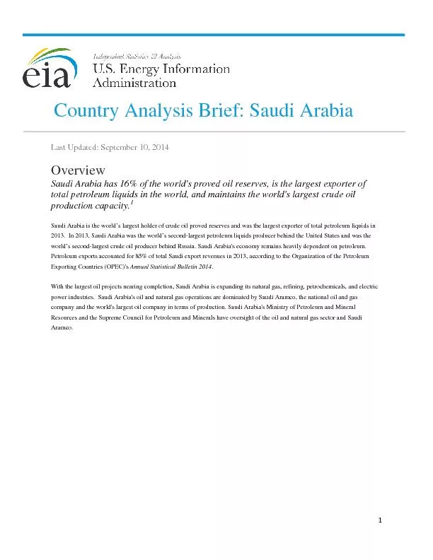Country Analysis Brief: Saudi ArabiaLast UpdateSeptember