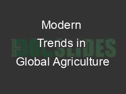 Modern Trends in Global Agriculture