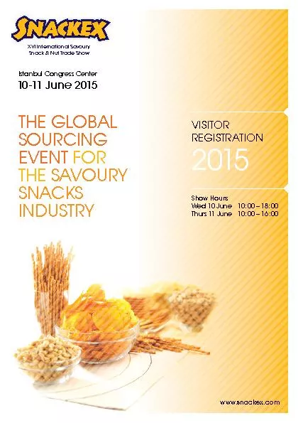 xVI International Savoury Snack & nut Trade ShowIstanbul Congress Cent