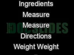 Apple Cobbler Ingredients Measure Measure Directions Weight Weight  Se